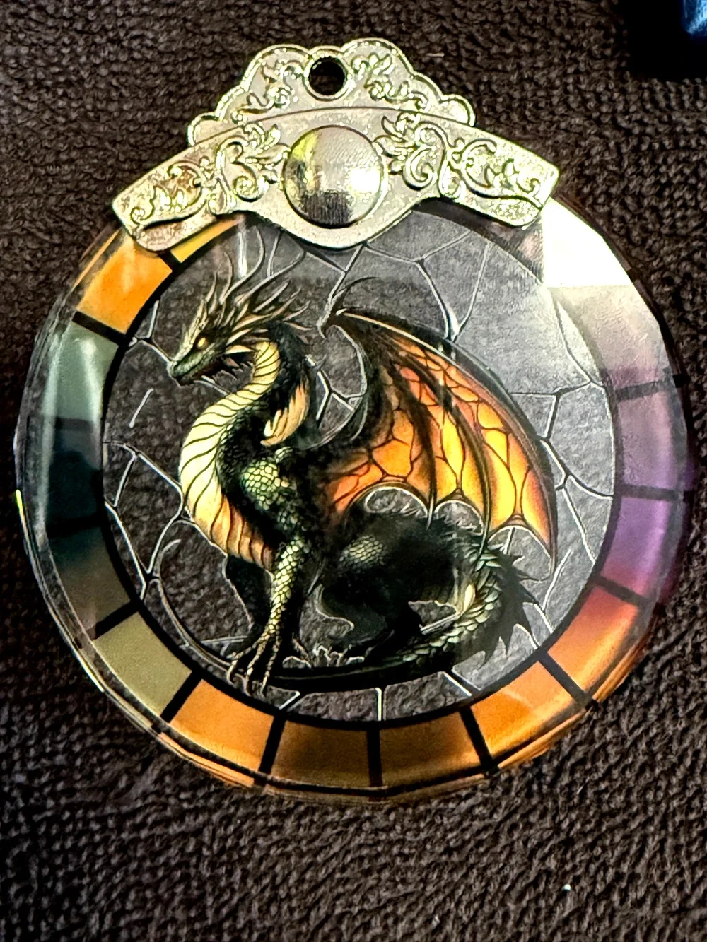 Dragon Ornament Stain Glass Style Christmas Ornament Fantasy Dragons Glass New